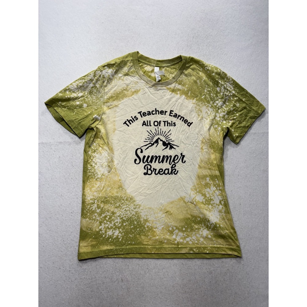 Bella + Canvas Shirt Mens Large Green Teacher Summer Break Graphic Tee Tie Dye